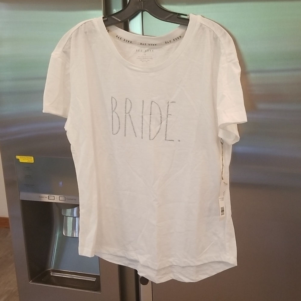 💕RAE DUNN💕 Bride Graphic Tee ~ Silver Glitter M